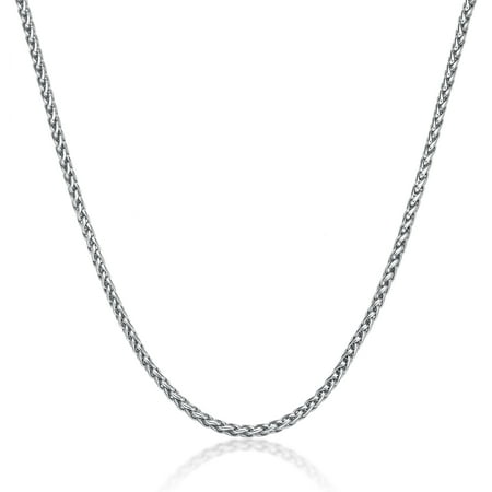 18 Inches Long Thin Wheat Chain Necklace for Men in Stainless Steel 3 mm Wide Lobster Claw by Metro Jewelry