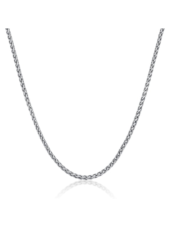 Thin Wheat Chain Necklace for Men Stainless Steel 3 mm Wide Lobster Claw 18" Long