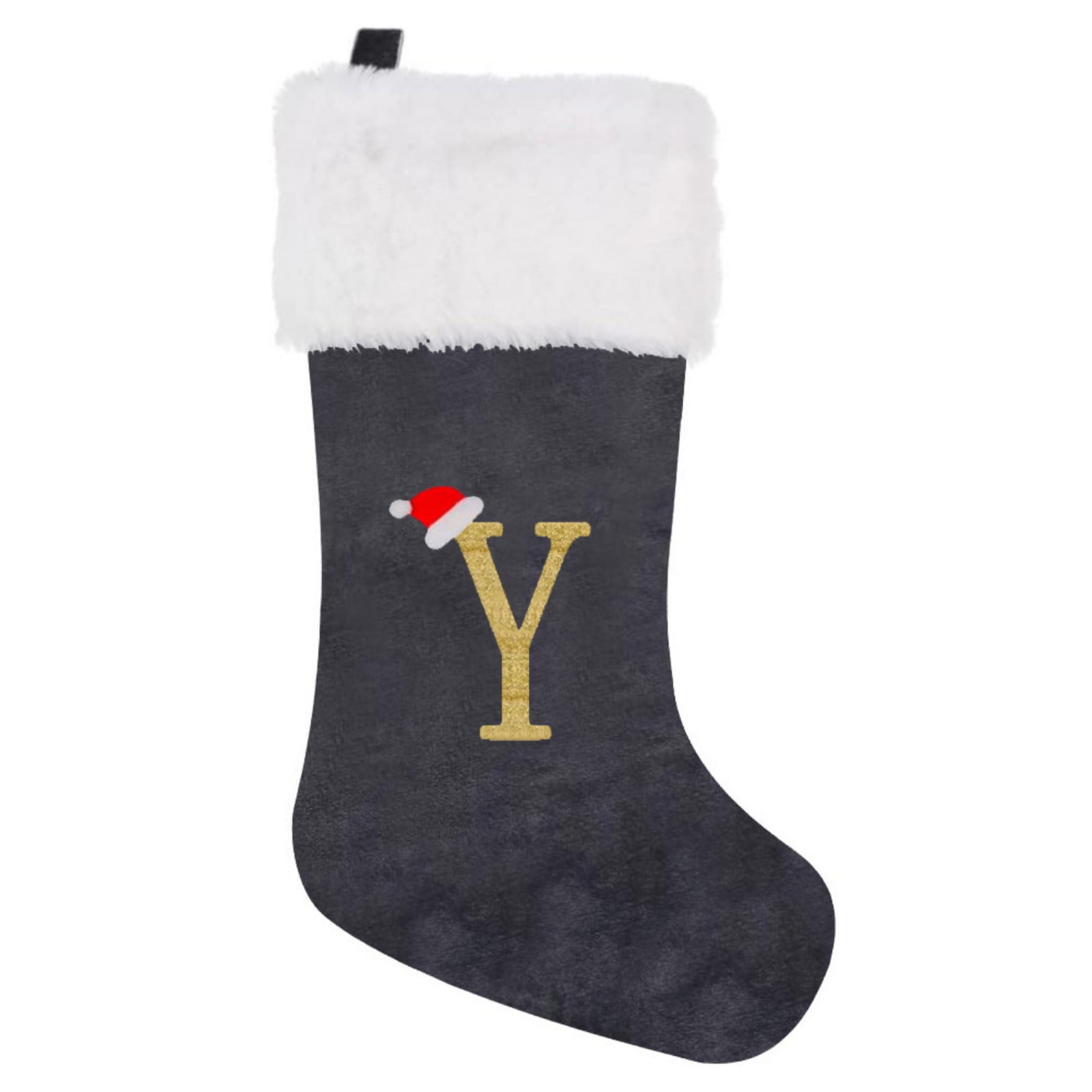 18 Inches Monogram Christmas Stockings Gray Velvet with White Super Soft  Plush Cuff Embroidered Xmas Stockings Classic Personalized Stocking  Decorations for Family Holiday Season Decor(Letter W)