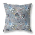 thumbnail image 1 of 18â€ Indigo Gray Tropical Indoor Outdoor Throw Pillow, 1 of 4