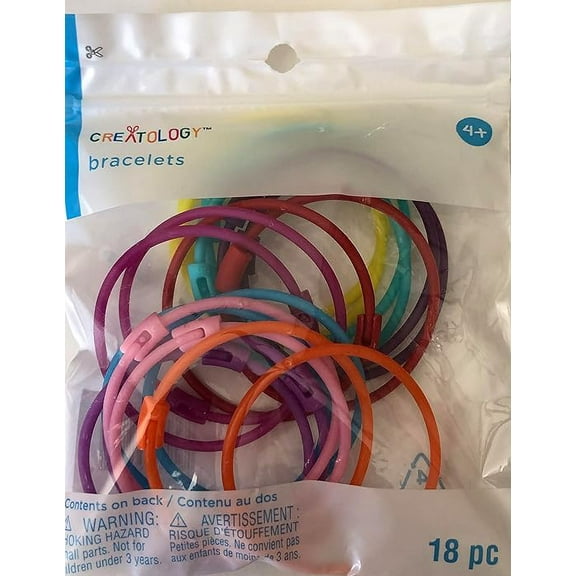 18-Individual Plastic Bead Bracelets Multi Colors Of Bracelets Each Bracelet Is 7 in (17.7 cm) long