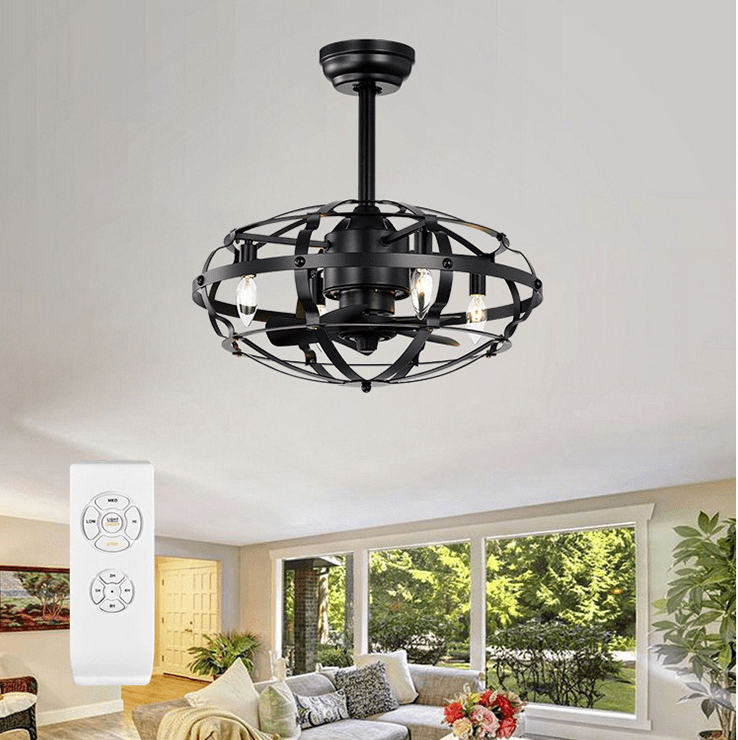 18" Indoor Ceiling Fan with Light Kit, 5 Reversible Blades, LED Bulb ...