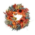 thumbnail image 1 of 18" Indoor/Outdoor Door Maple-Leaves Sunflowers Wreath Halloween Party, 1 of 7