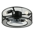 thumbnail image 1 of 18" Industrial Bladeless Flush Mount Indoor Ceiling Fan w/Light and Remote Control 3 Blades 3 Speeds E27 Bulb Base Black, 1 of 10
