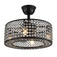 thumbnail image 1 of 18'' Industrial Ceiling Fan w/Light＆ Remote Control, Metal Caged 7-Blades Crystal Chandelier Ceiling Light Fixture Black, 1 of 9