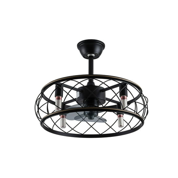 18" Industrial/Rustic Caged Ceiling Fan Light W/Remote Control
