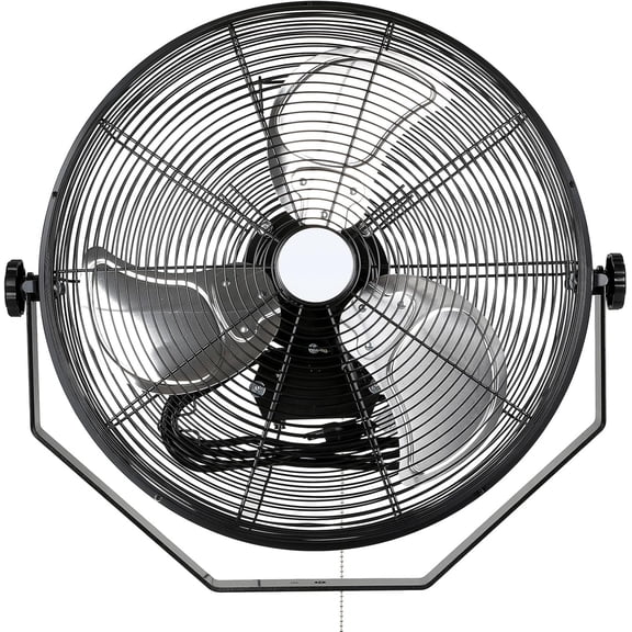 18" Industrial Wall Mount Fan, 4300 CFM 3-Speed High Velocity Wall Fan with Full-enclosed , Heavy Duty Metal Barn Fan for Commercial, Warehouse, Workshop and Garage, UL Listed
