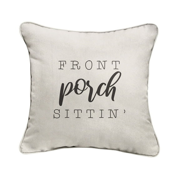 18" Ivory and Brown Single Embroidered Decorative Square Lumbar Pillow