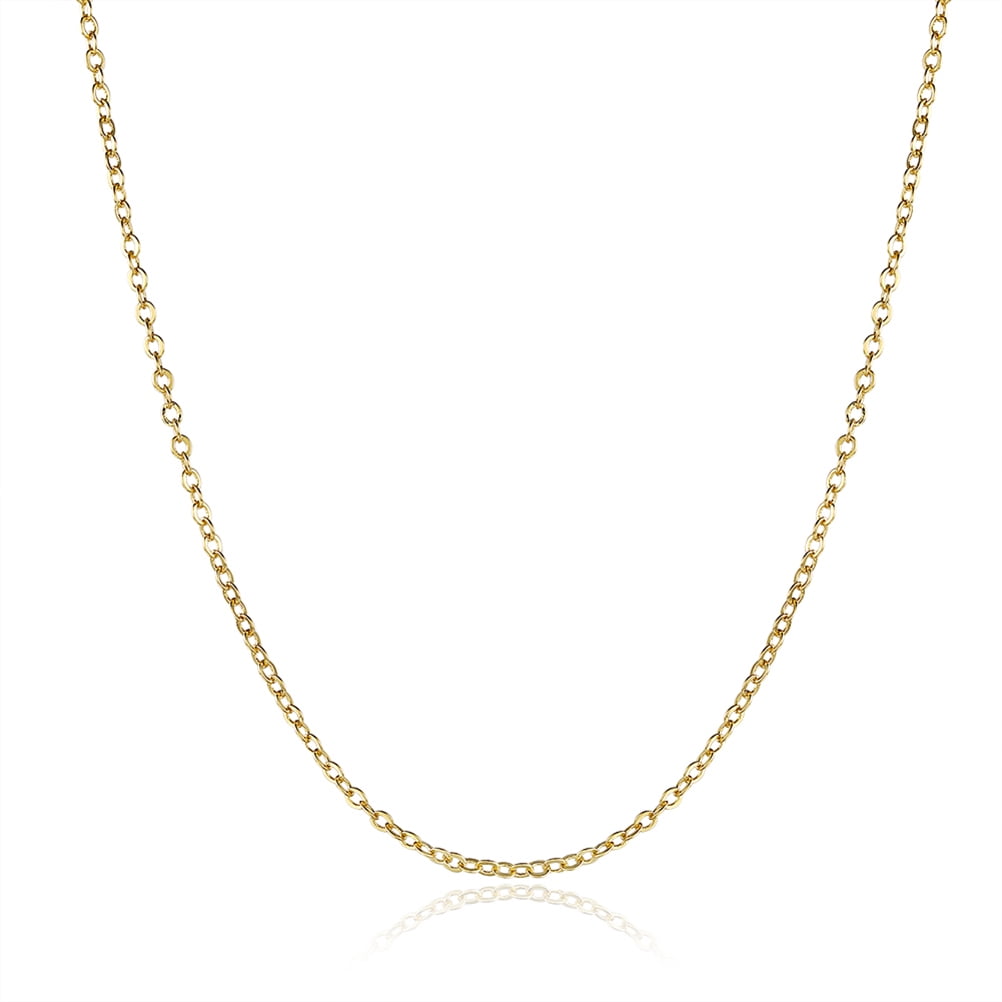 18 K Cable Chain Yellow Gold Necklace All-match Personality Adjustable ...