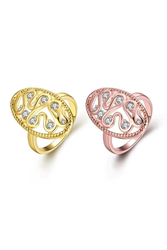 18 K Rose Gold Plated Cocktail Ring Aaa Zirconia Women B274