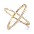 thumbnail image 1 of 18 Karat Gold Plated Criss Cross 'X' Ring with Signity CZs, 1 of 3