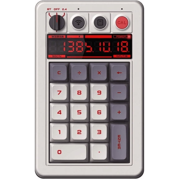 18-Key Retro Mechanical Numpad with Calculator Mode Hot-Swappable Bluetooth 2.4G Wired for Windows and Android N Edition