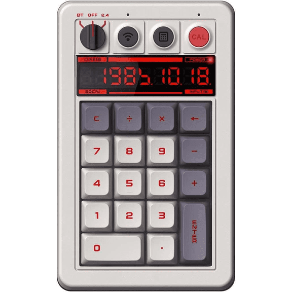 18-Key Retro Mechanical Numpad with Calculator Mode Hot-Swappable Bluetooth 2.4G and Wired USB for Windows and Android N Edition