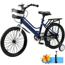 Kids Bike for Boys and Girls 16 18 inch Bicycle with Basket, Training Wheels, Ajustable Handlebars and Seat, Blue