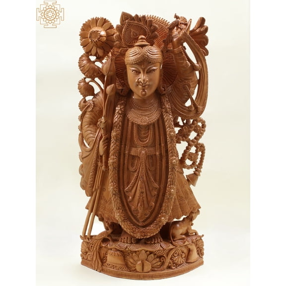18" Krishna as Shrinathji Wooden Statue