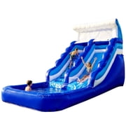 18 L Inflatable Water Slide Commercial Grade PVC with Detachable Slide Climbing Ladder and Pool, Giant Inflatable Wet Dry Use, Blow Up Water Slides for Backyard Outdoor, Party, Rental, Gift