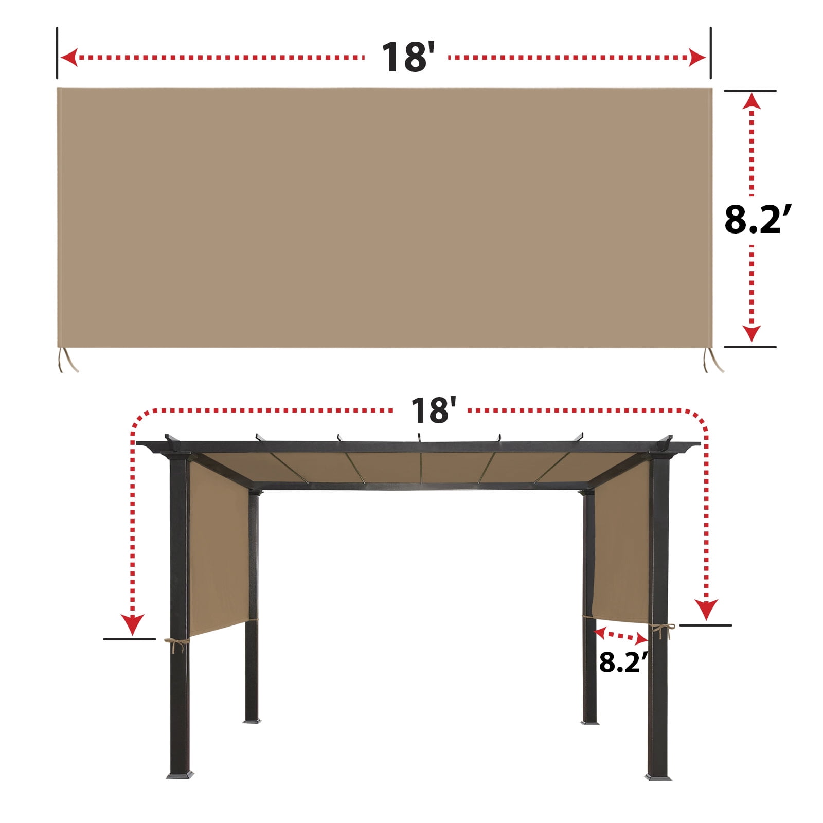 Beige Polyester Water-Resistant Pergola Replacement Canopy