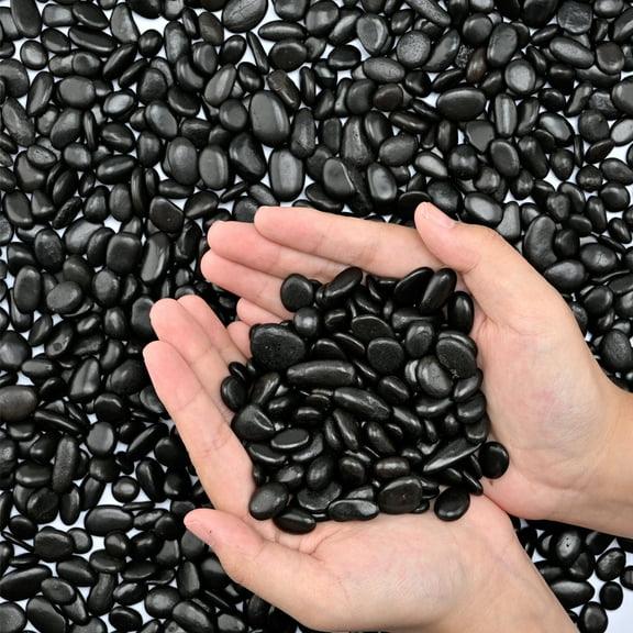 18 LB Natural Polished Decorative Black Pebbles - Small Stones 9-12mm Gravel Size,River Rocks Pebbles for Plants, Home DIY Decor,Aquarium Gravel,Vase Fillers,Fairy Garden,Landscaping Outdoor Stones