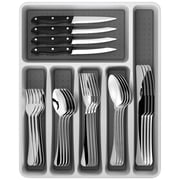 GPED 49-Piece Silverware Set with Organizer, Heavy Duty Stainless Steel Flatware Set Service for 8, Cutlery Set with Steak Knives, Mirror Polished, Dishwasher Safe, Silver