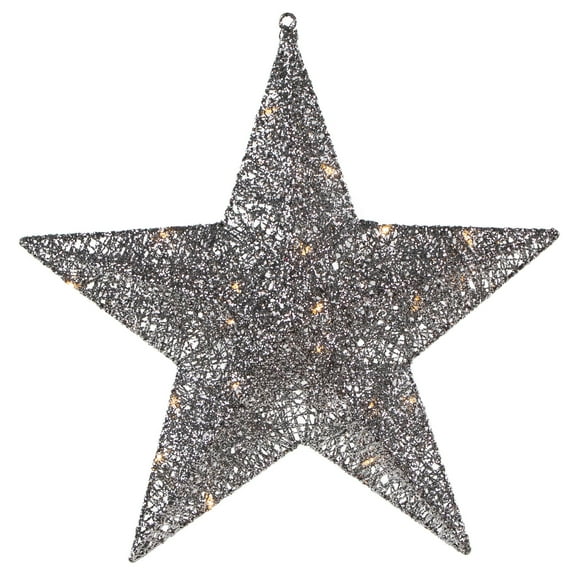 18" LED Lighted Silver Hanging Star Outdoor Christmas Decoration