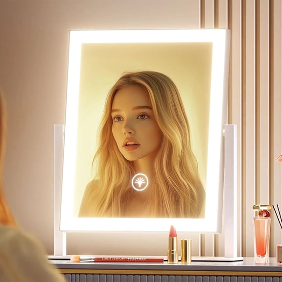 18" LED Makeup Mirror with 180 Light Beads, 10X Magnification, Touch Control, 3 Lighting Modes, 360° Rotation