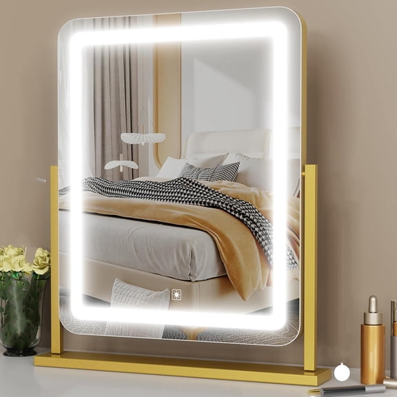 18" LED Makeup Mirror with 180 Light Beads, 10X Magnification, Touch Control, 3 Lighting Modes, 360° Rotation