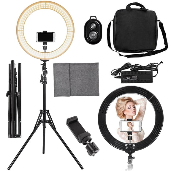 18" LED Ring Light Kit with Stand 6000K Dimmable For Makeup Camera Youtube