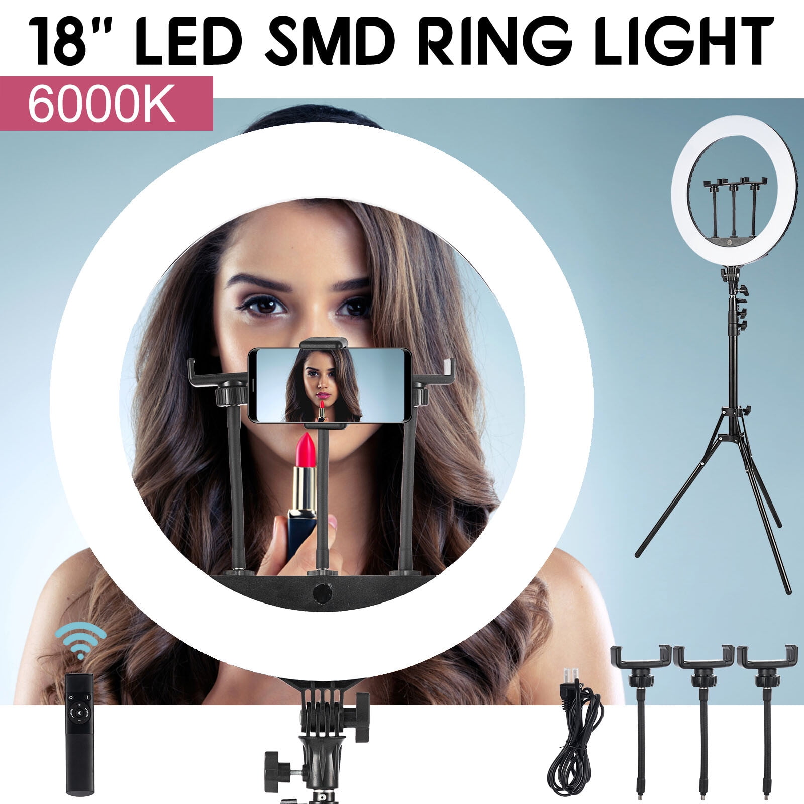 Aro De Luz 18 Inch Ring Light With Tripod Stand 55w 3000-5800k Cri