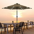18 LED Solar Patio Umbrella Outdoor 7.5ft Market Table Steel Umbrella