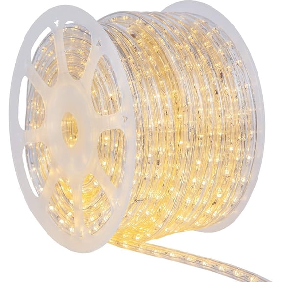 18' LED Warm White Rope Light, Flexible Light Rope String Light Outdoor – Bedroom LED Light Rope, 120V, ½ Inch, 2-Wire