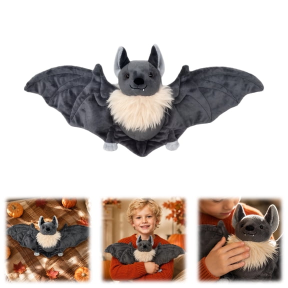 18" Large Goth Bat Plush Toy, Realistic Lifelike Stuffed Animal, Soft Huggable Gothic Bat Plush for Halloween Christmas Decor