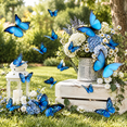 Wall Sticker Paper Design 18 Large Sky Blue Butterfly Wall Decals, 2 Sizes Paper Decorations ...