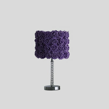 18â€ Lavender Roses Acrylic And Metal Table Lamp