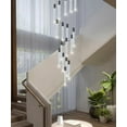 thumbnail image 1 of 18-Light Black Modern Crystal Chandelier Staircase Dimmable LED Pendant Light Lobby Living Room Bedroom Foyer Mini Chandelier Flush Mount High Ceiling Light Fixtures(90W), 1 of 8
