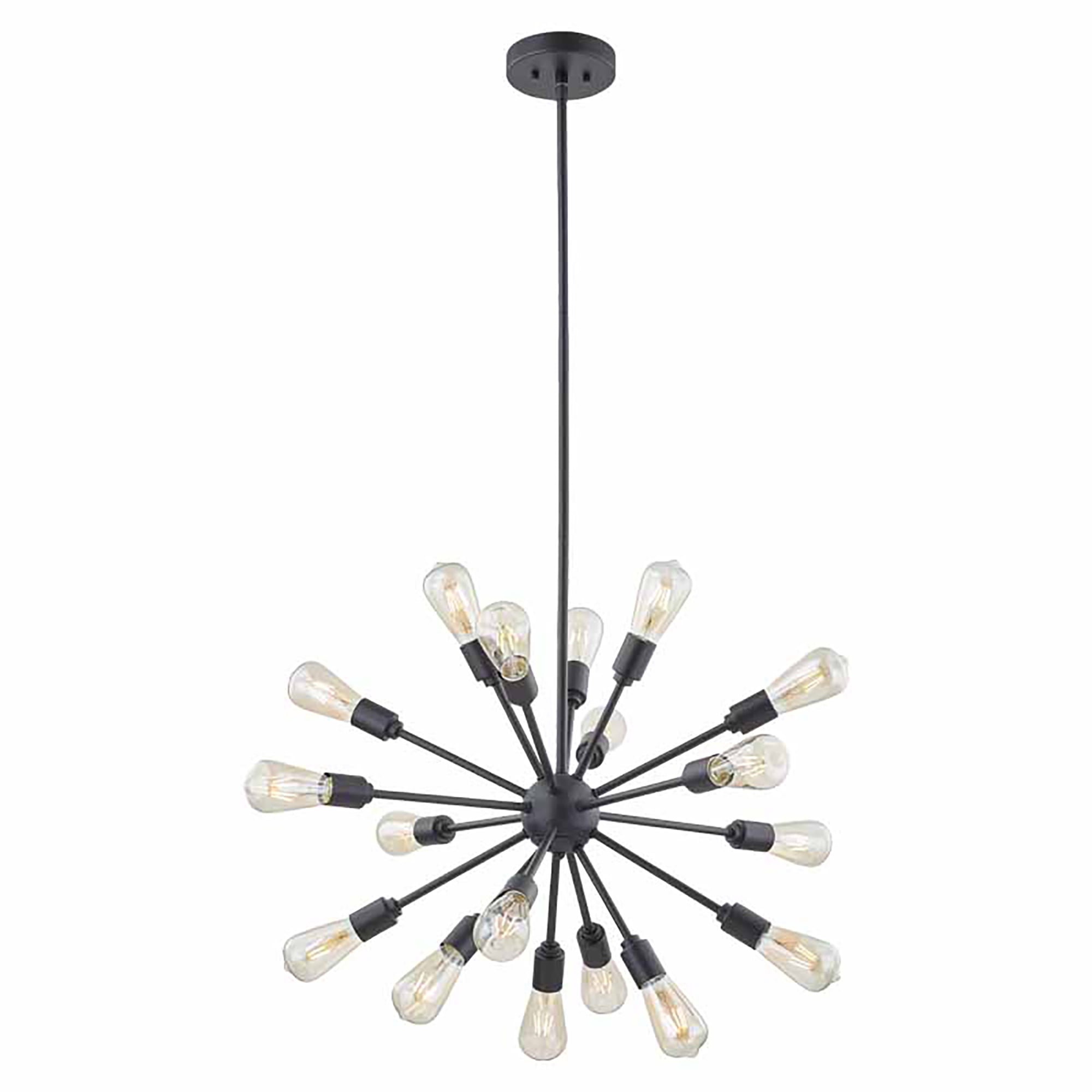 Matte Black 18-Light Metal Sputnik Chandelier