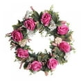thumbnail image 1 of 18" Light Red Rose Flower Wreath Handmade Floral Wreath Artificial Spring Garland Wreath for Front Door Wall Wedding Party Home Decor, 1 of 4