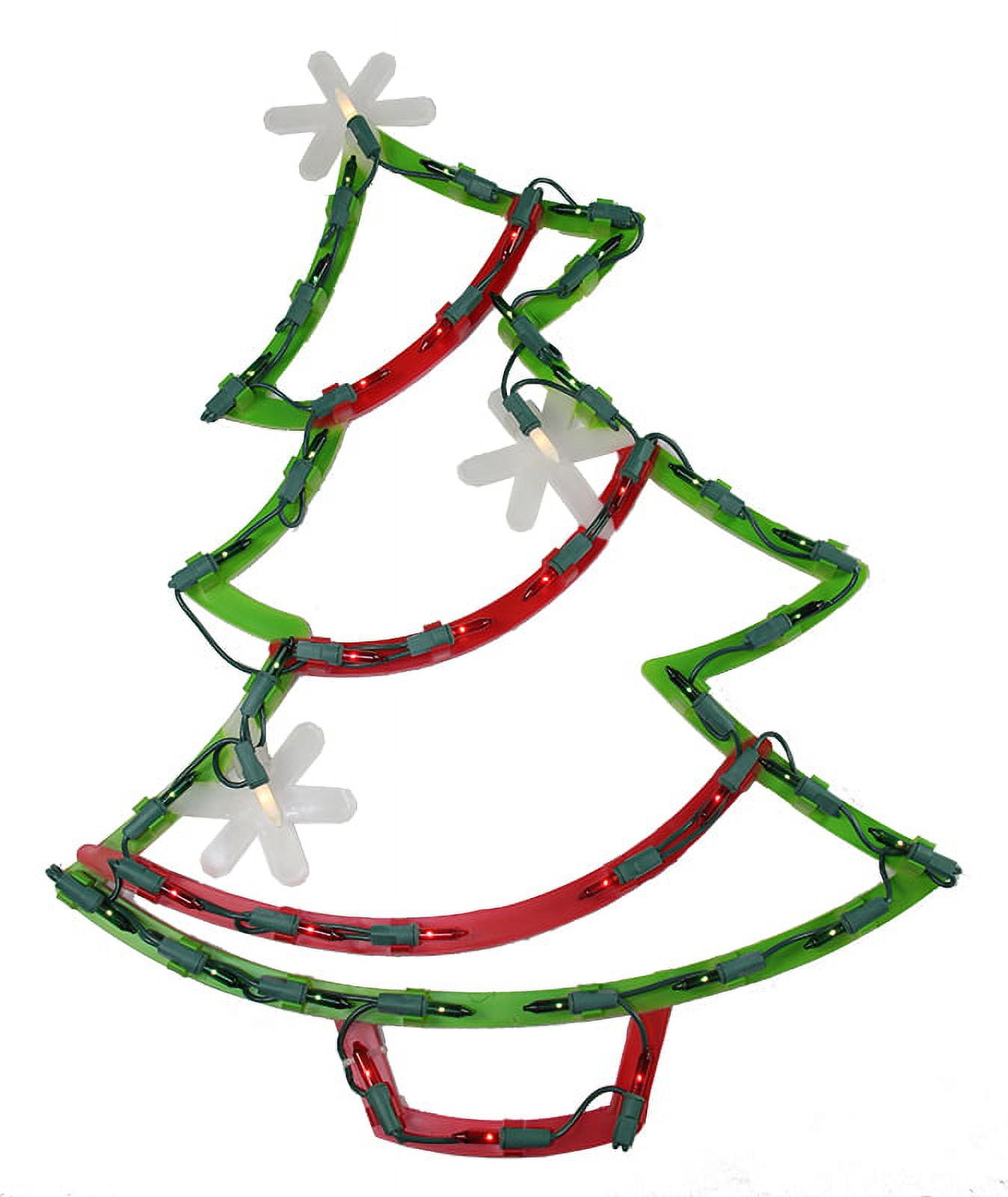 18" Lighted Christmas Tree with Star Ornaments Window Silhouette