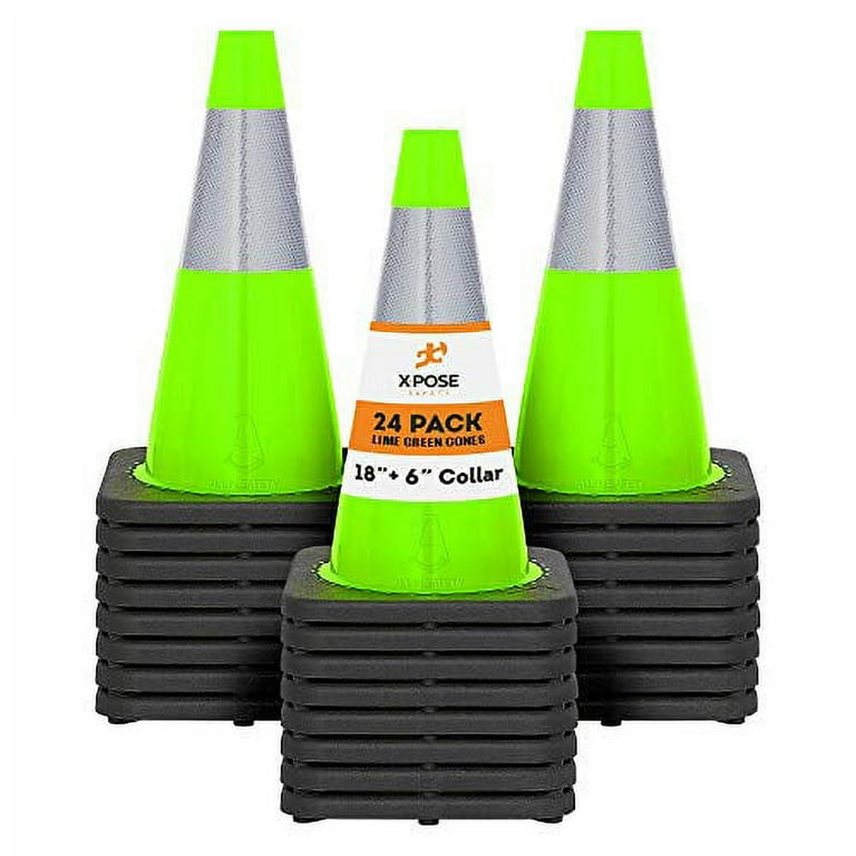 18 Inch Traffic Safety Cones with Reflective Collars,Orange Hazard