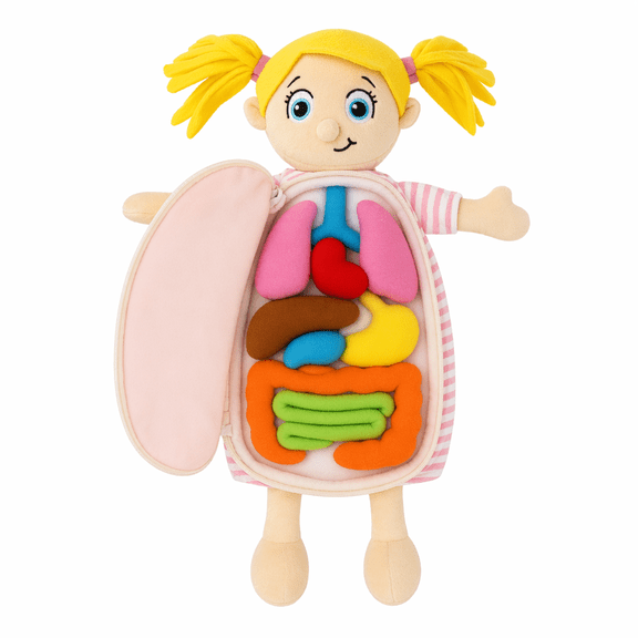 18" Little Patient Emily Plush Anatomy Doll - Soft Educational Toy with Removable Human Organs - Learn Basic Anatomy for Toddlers and Kids