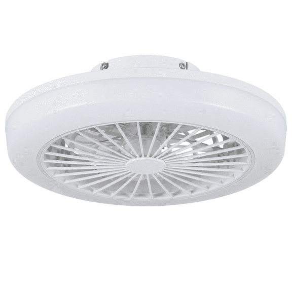 18 in Low Profile RGB LED Ceiling Fan with Light, Remote & App Control, Enclosed Blade Smart Ceiling Fan, 6 Speeds, Dimmable LED Ceiling Fan for Bedroom Living Room, White