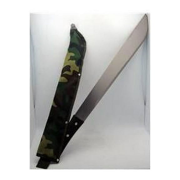18" Machete Black Handle with Sheath Fixed Blade Ergonomic Handle