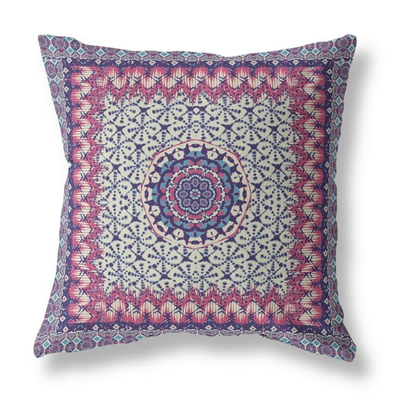 18†Magenta Indigo Holy Floral Indoor Outdoor Throw Pillow