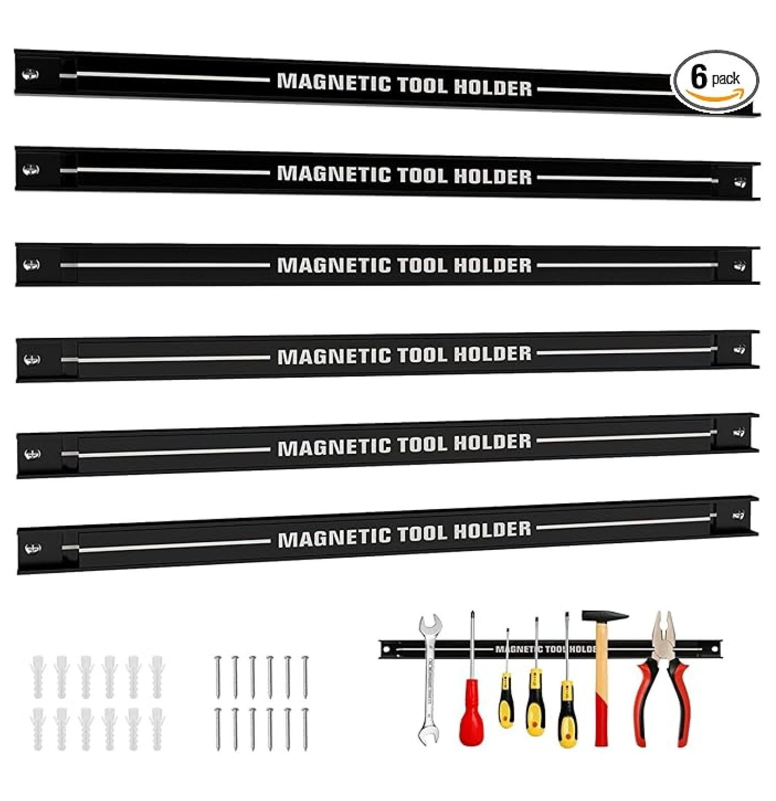 4-Pack Heavy Duty Magnetic Tool Holder Strips - 16 Inch Magnetic Bar For Garage & Workshop Organization