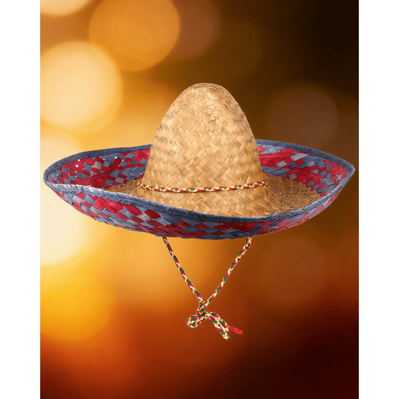 18 in Straw Sombrero Hat for Adults, Wide Brim Fiesta Costume Hat for Cinco de Mayo and Party Use