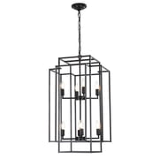 18" Modern 8-Light Black Geometric Pendant Chandelier, Industrial Metal Frame, Adjustable Hanging Light for Living Room, Dining Room, Kitchen No Bulbs