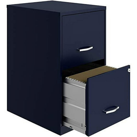 18" Modern Metal File Cabinet with 2 Drawers in Navy