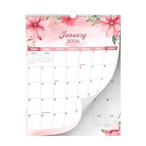 18 Month Calendar January 2026 to June 2027, Large 11x14 Inch Wall Calendar with Pre-Marked Holidays, Twin-Wire Binding, Metal Hooks, Ruled Blocks, Durable Paper