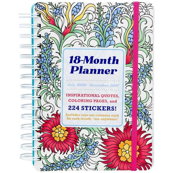 18-Month Coloring Planner: July 2026-December 2027, (Spiral-Bound)