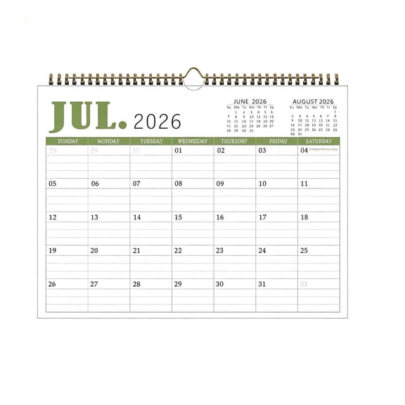 18 Month English Wall Calendar July 2026 to December 2027, Monthly Planner with Large Grid, Thick Paper for Notes, Home Office Campus Organizer, Holiday Marked