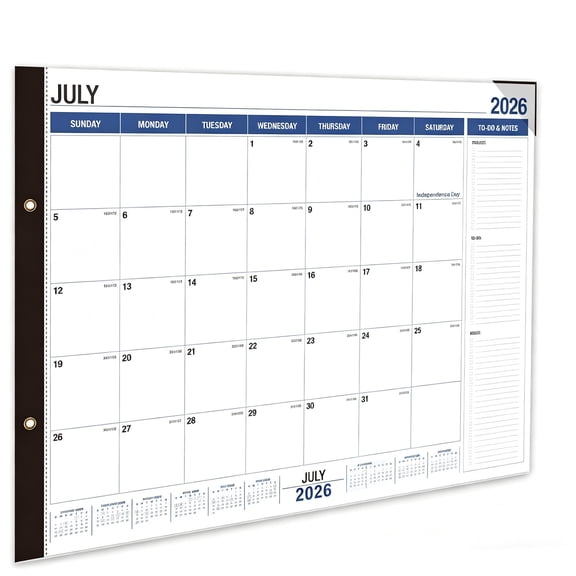 18-Month English Wall and Desk Calendar with Side-Open Layout, 365-Day Full-View Scheduling for Office and Home Organization